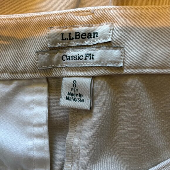 LL Bean Women's Classic Fit Cotton Pants Beige Khaki Sz 8 P Elastic Inserts - Picture 8 of 9